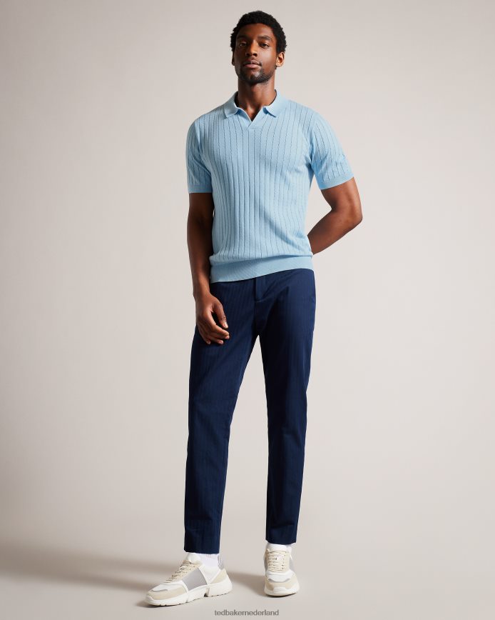 Ted Baker plantkunde poloshirt met korte mouwen en open kraag hemelsblauw kleding Heren 6R02N1464