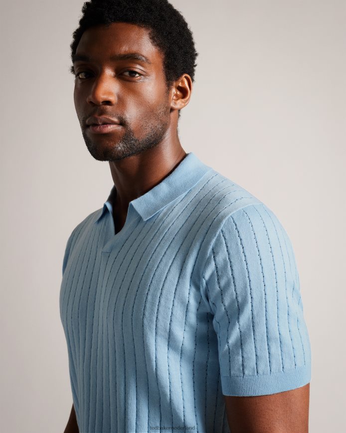 Ted Baker plantkunde poloshirt met korte mouwen en open kraag hemelsblauw kleding Heren 6R02N1464