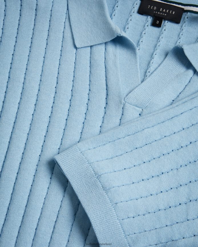 Ted Baker plantkunde poloshirt met korte mouwen en open kraag hemelsblauw kleding Heren 6R02N1464
