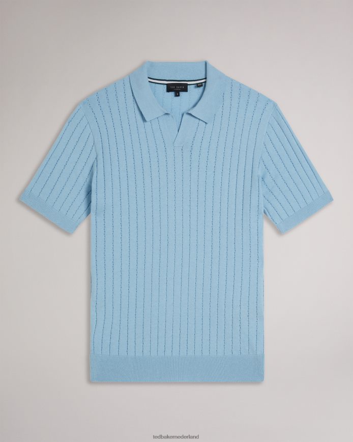 Ted Baker plantkunde poloshirt met korte mouwen en open kraag hemelsblauw kleding Heren 6R02N1464