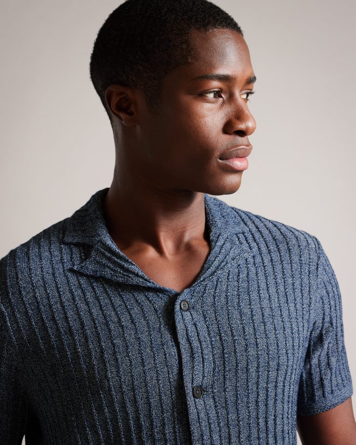 Ted Baker proof gebreid poloshirt met korte mouwen marine kleding Heren 6R02N1357