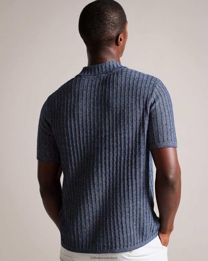 Ted Baker proof gebreid poloshirt met korte mouwen marine kleding Heren 6R02N1357