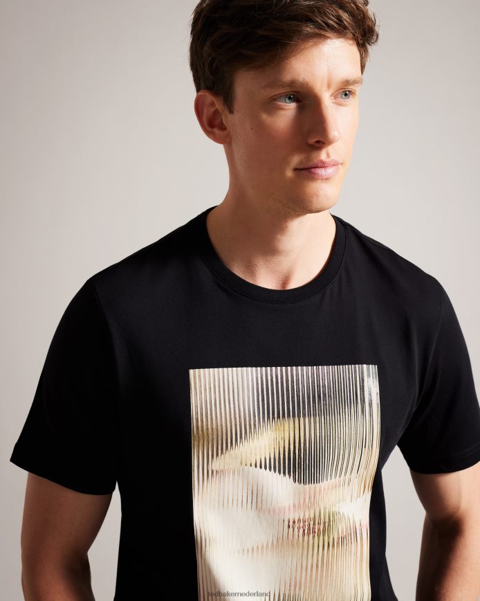 Ted Baker soort abstract grafisch t-shirt met korte mouwen zwart kleding Heren 6R02N1526