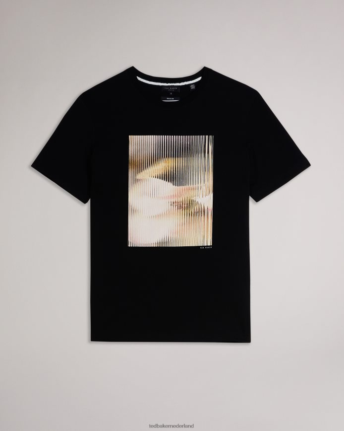 Ted Baker soort abstract grafisch t-shirt met korte mouwen zwart kleding Heren 6R02N1526