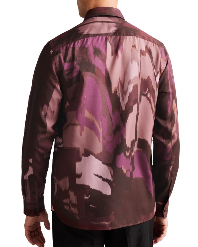Ted Baker Mordun overhemd met lange mouwen en abstracte vlinderprint kastanjebruin kleding Heren 6R02N1286