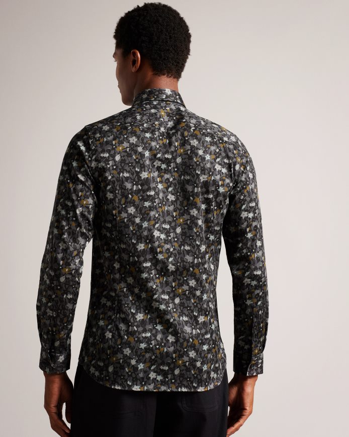 Ted Baker Torted overhemd met bloemenprint en lange mouwen grijs kleding Heren 6R02N1226