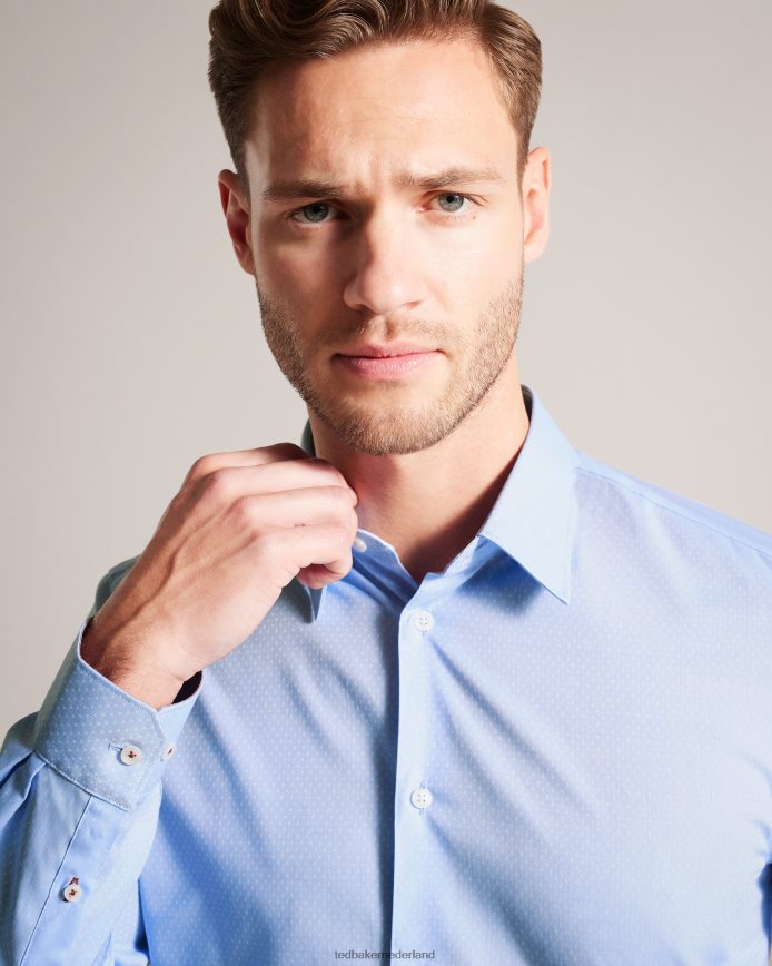 Ted Baker newtss overhemd met lange mouwen en stippen blauw kleding Heren 6R02N1441
