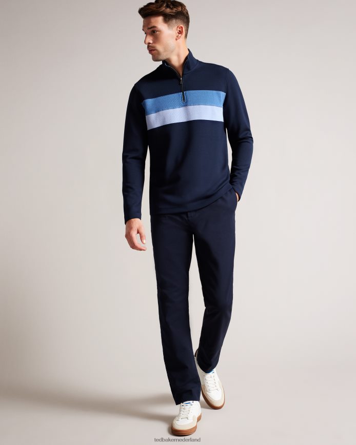 Ted Baker veller slim-fit trui met lange mouwen en halve rits marine kleding Heren 6R02N1305
