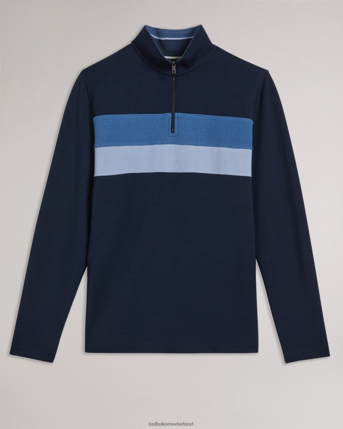 Ted Baker veller slim-fit trui met lange mouwen en halve rits marine kleding Heren 6R02N1305