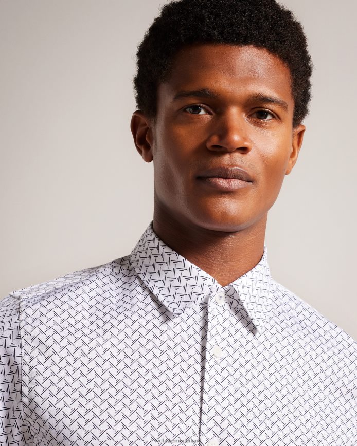 Ted Baker willuw overhemd met lange mouwen en geometrische print wit kleding Heren 6R02N1232