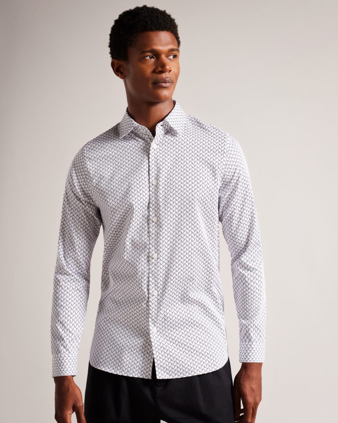 Ted Baker willuw overhemd met lange mouwen en geometrische print wit kleding Heren 6R02N1232