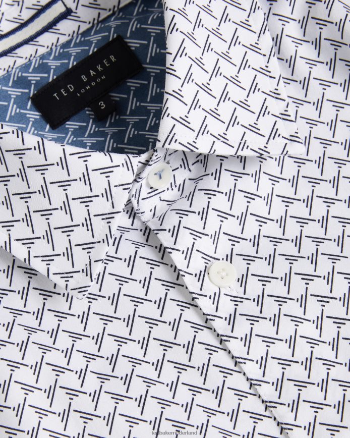 Ted Baker willuw overhemd met lange mouwen en geometrische print wit kleding Heren 6R02N1232