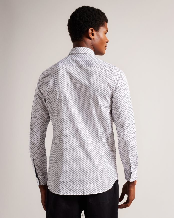 Ted Baker willuw overhemd met lange mouwen en geometrische print wit kleding Heren 6R02N1232