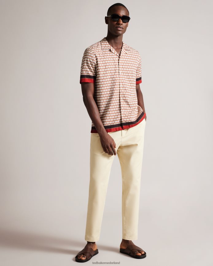 Ted Baker Braemar overhemd met geometrische print en korte mouwen wit kleding Heren 6R02N1578