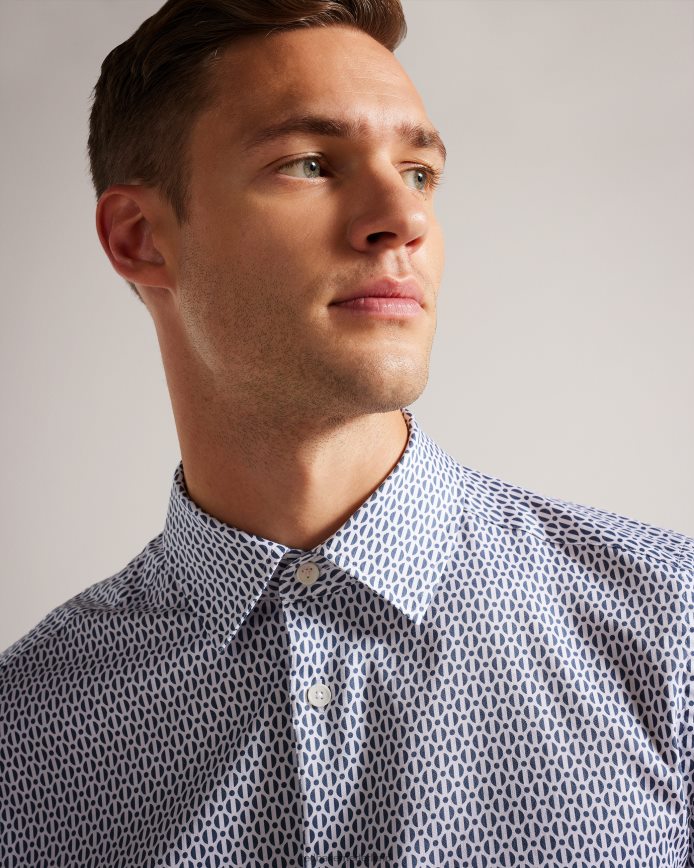 Ted Baker Conifur overhemd met lange mouwen en geometrische print lichtblauw kleding Heren 6R02N1238