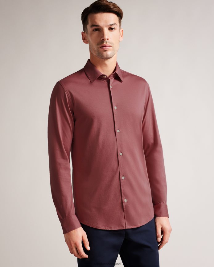 Ted Baker Marros glanzend jersey overhemd met lange mouwen middel roze kleding Heren 6R02N1583