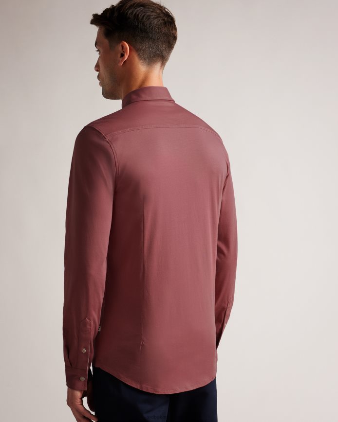 Ted Baker Marros glanzend jersey overhemd met lange mouwen middel roze kleding Heren 6R02N1583