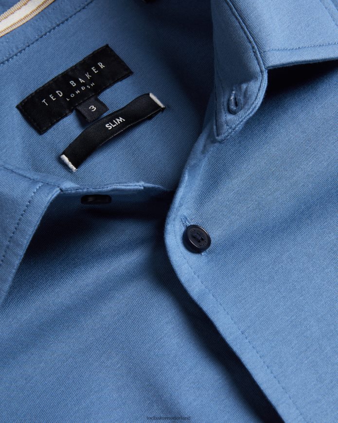 Ted Baker Marros glanzend jersey overhemd met lange mouwen middelblauw kleding Heren 6R02N1463