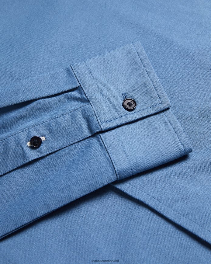 Ted Baker Marros glanzend jersey overhemd met lange mouwen middelblauw kleding Heren 6R02N1463