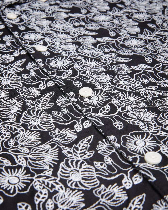 Ted Baker Mulben geborduurd overhemd met korte mouwen zwart kleding Heren 6R02N1501