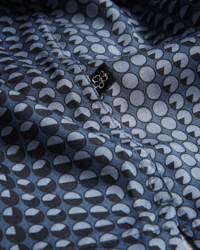 Ted Baker Munden lyocell overhemd met korte mouwen en geometrische print marine kleding Heren 6R02N1540