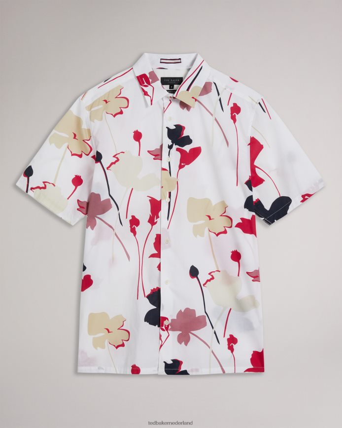 Ted Baker Rossvil overhemd met korte mouwen en kleurrijke silhouetprint wit kleding Heren 6R02N1482