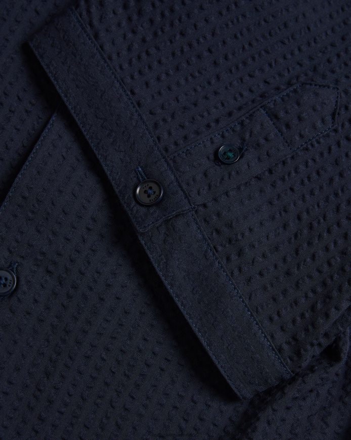 Ted Baker Stansho seersucker overhemd met korte mouwen marine kleding Heren 6R02N1362