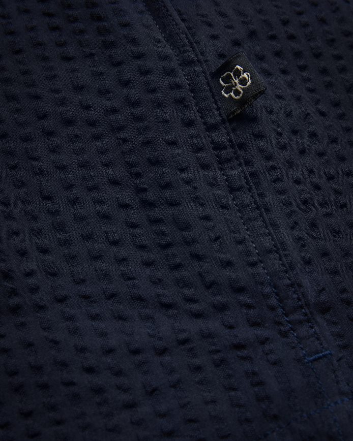 Ted Baker Stansho seersucker overhemd met korte mouwen marine kleding Heren 6R02N1362