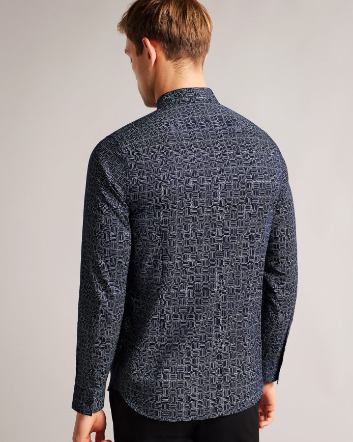 Ted Baker andover overhemd met geometrische print en lange mouwen marine kleding Heren 6R02N1422