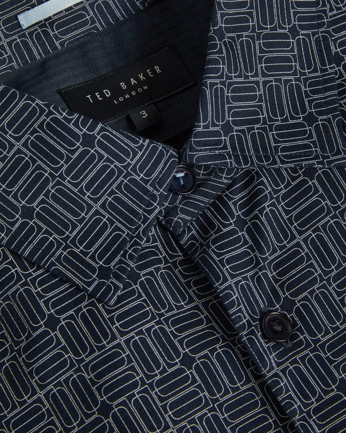 Ted Baker andover overhemd met geometrische print en lange mouwen marine kleding Heren 6R02N1422
