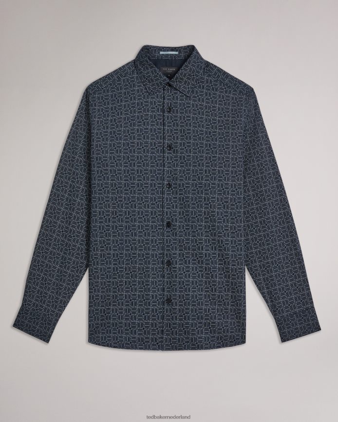 Ted Baker andover overhemd met geometrische print en lange mouwen marine kleding Heren 6R02N1422