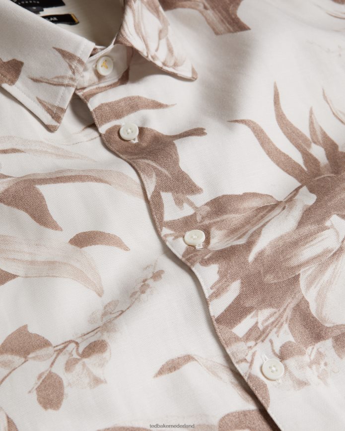 Ted Baker belmar overhemd met botanische print en korte mouwen natuurlijk kleding Heren 6R02N1458