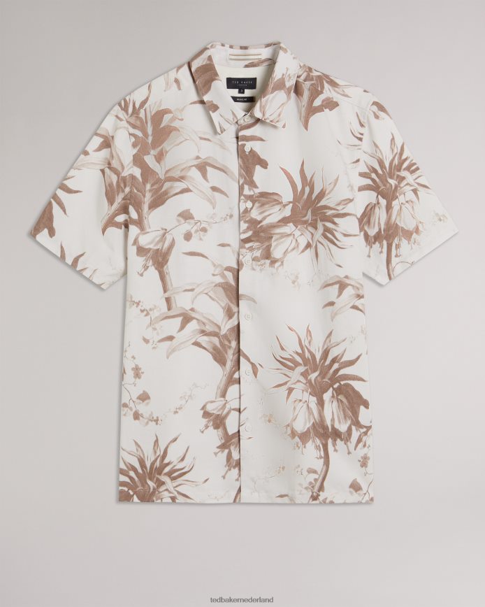 Ted Baker belmar overhemd met botanische print en korte mouwen natuurlijk kleding Heren 6R02N1458