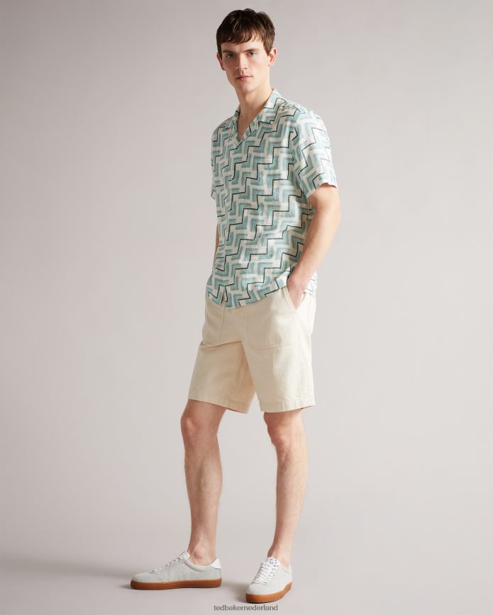 Ted Baker brecon ss retro overhemd met geoprint hemelsblauw kleding Heren 6R02N1524