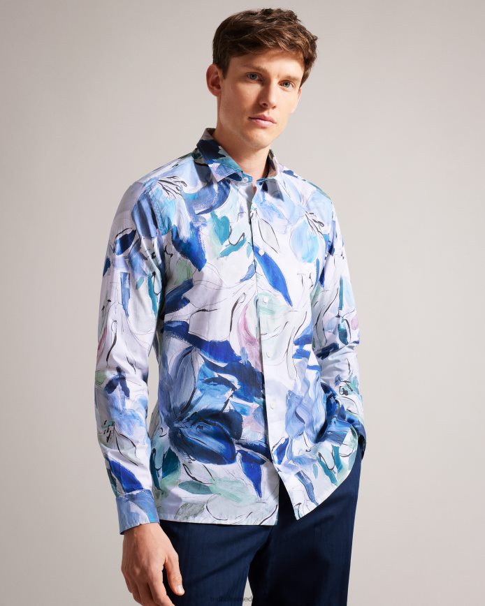 Ted Baker clunie geschilderd overhemd met bloemenprint veelkleurig kleding Heren 6R02N1496