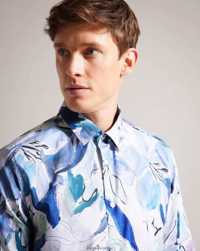 Ted Baker clunie geschilderd overhemd met bloemenprint veelkleurig kleding Heren 6R02N1496