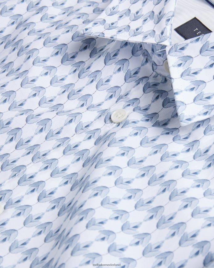 Ted Baker dibbin overhemd met lange mouwen en geometrische bladprint lichtblauw kleding Heren 6R02N1600