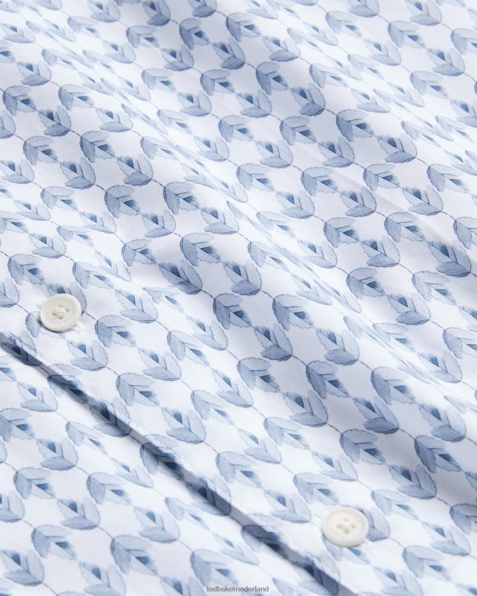 Ted Baker dibbin overhemd met lange mouwen en geometrische bladprint lichtblauw kleding Heren 6R02N1600