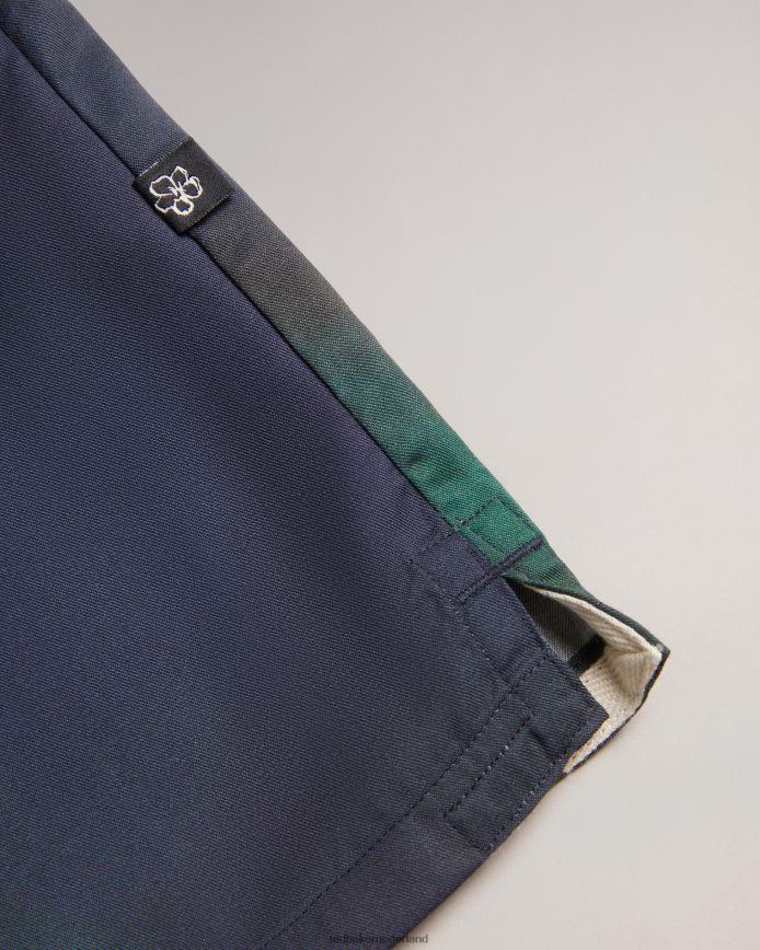 Ted Baker evesho lyocell overhemd met korte mouwen en abstracte print marine kleding Heren 6R02N1621