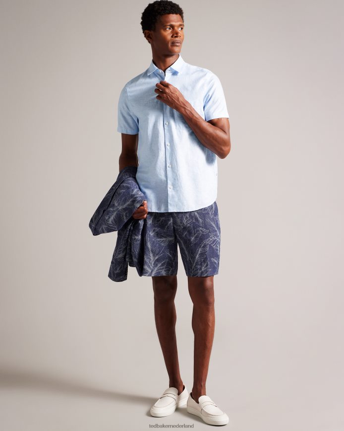 Ted Baker kingfrd linnen overhemd met korte mouwen lichtblauw kleding Heren 6R02N1306