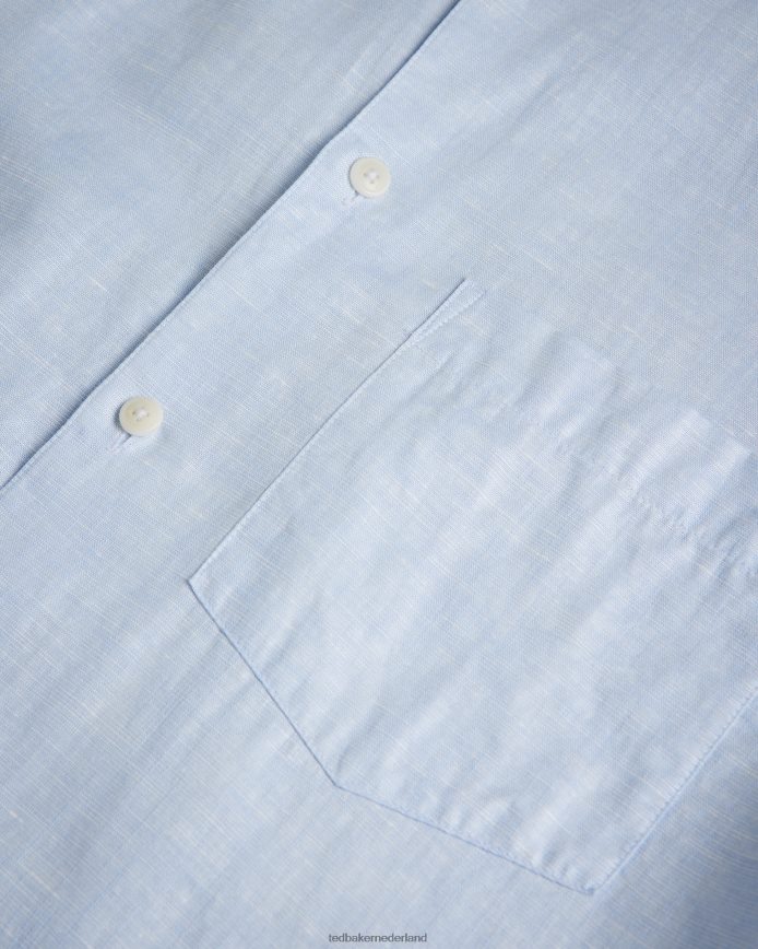 Ted Baker kingfrd linnen overhemd met korte mouwen lichtblauw kleding Heren 6R02N1306