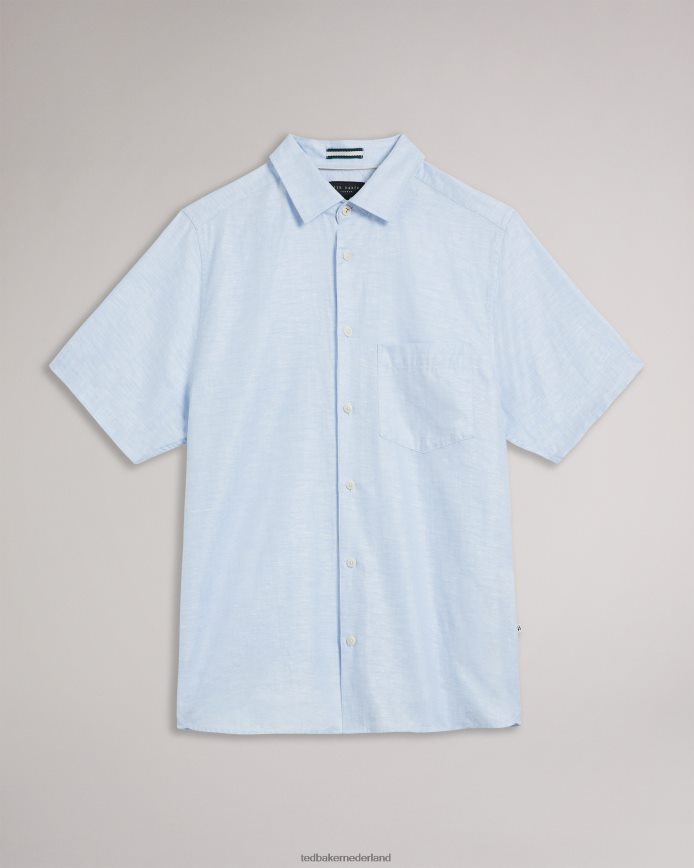 Ted Baker kingfrd linnen overhemd met korte mouwen lichtblauw kleding Heren 6R02N1306