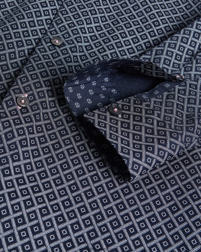 Ted Baker notrip ls overhemd met diamantprint marine kleding Heren 6R02N1713