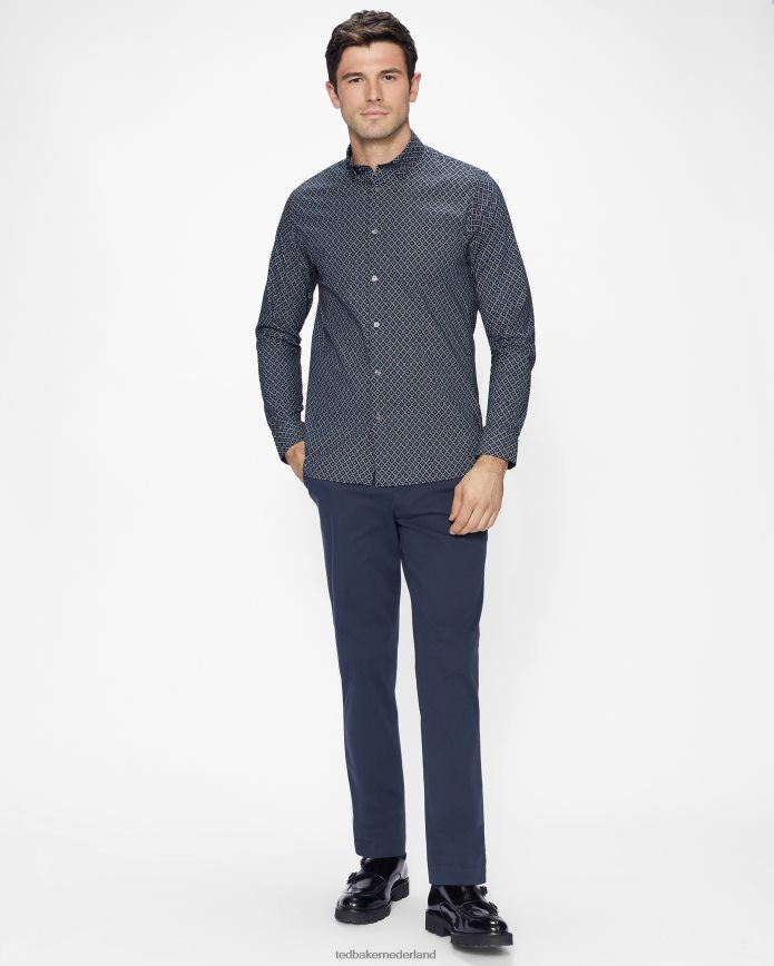 Ted Baker notrip ls overhemd met diamantprint marine kleding Heren 6R02N1713