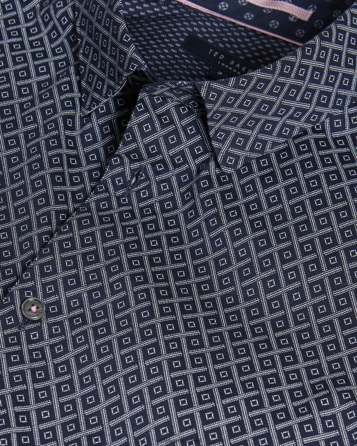 Ted Baker notrip ls overhemd met diamantprint marine kleding Heren 6R02N1713