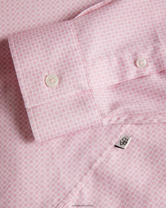 Ted Baker willet overhemd met geometrische print en lange mouwen bleekroze kleding Heren 6R02N1220