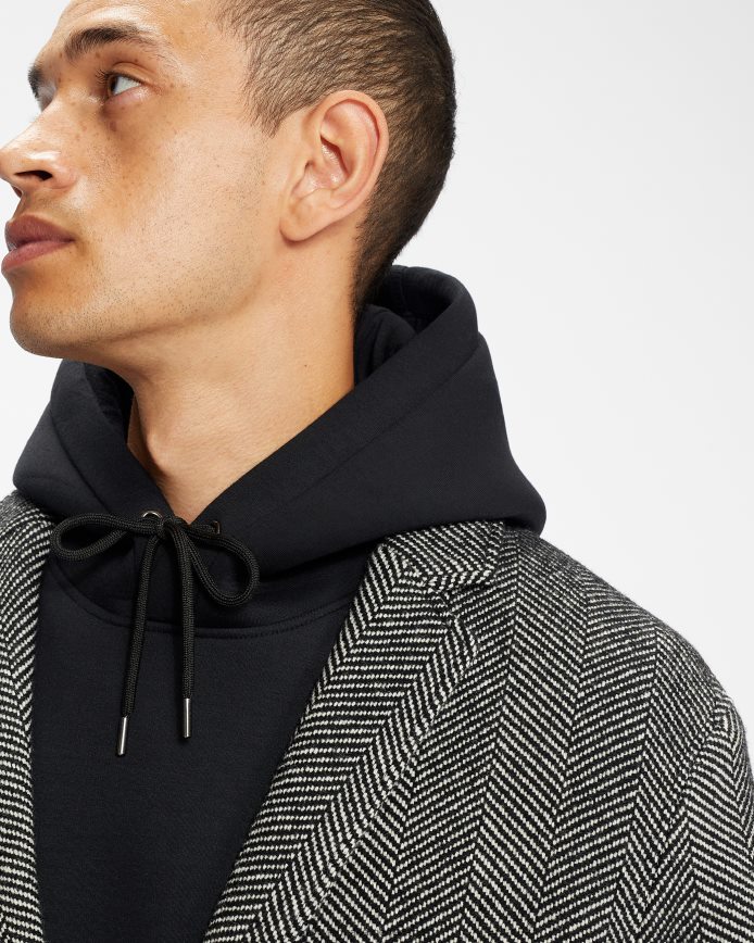 Ted Baker travers overjas met visgraatmotief zwart kleding Heren 6R02N1674