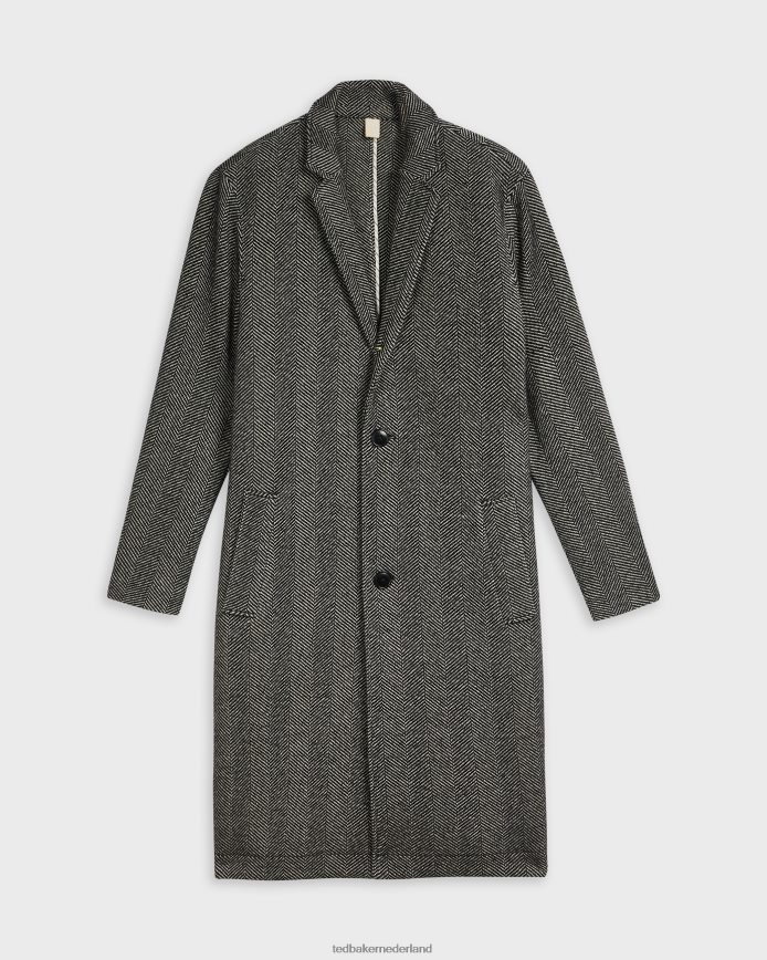 Ted Baker travers overjas met visgraatmotief zwart kleding Heren 6R02N1674