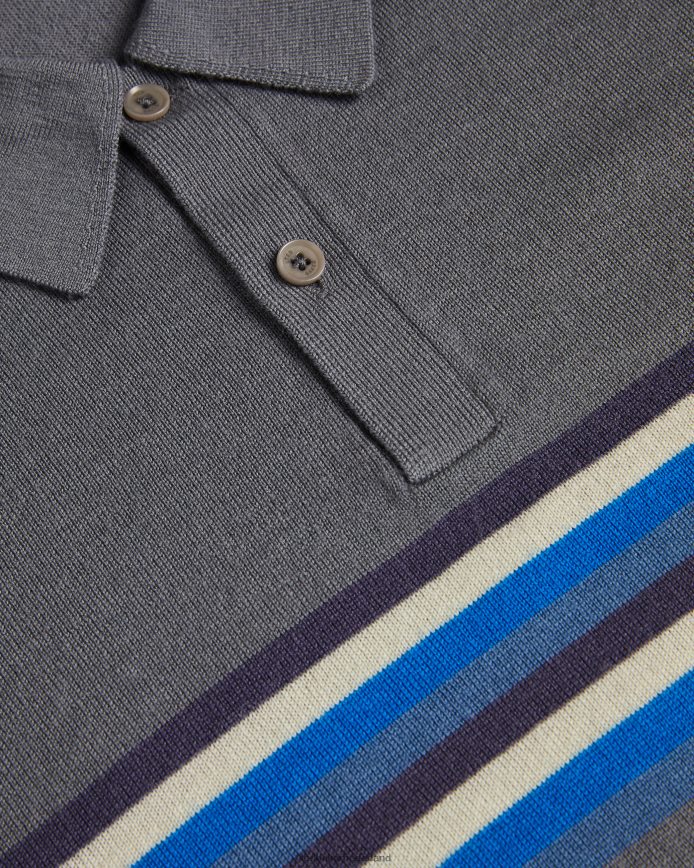 Ted Baker Pital gestreept wollen poloshirt middenblauw kleding Heren 6R02N1254