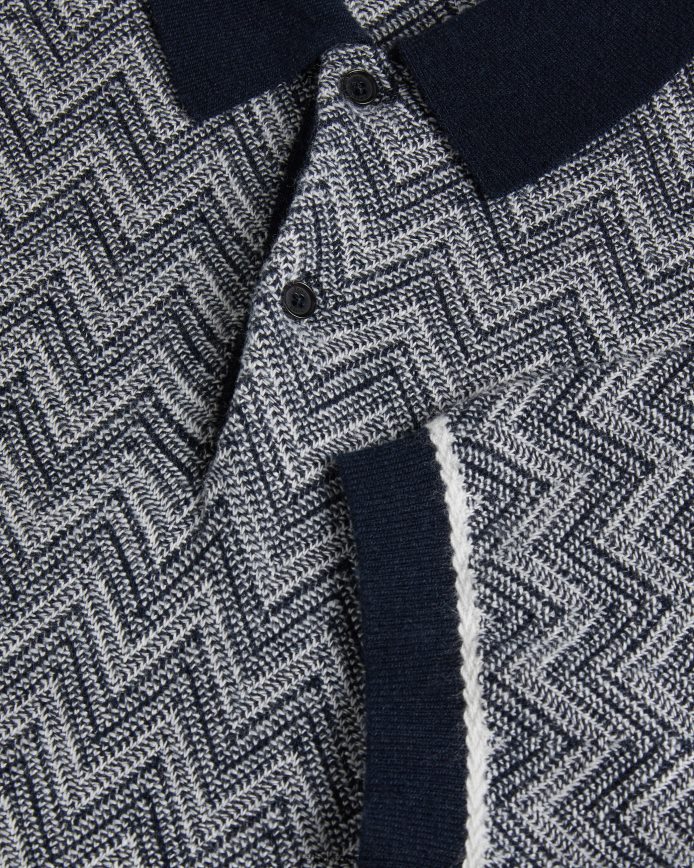 Ted Baker Waldun zigzaggebreid poloshirt marine kleding Heren 6R02N1406